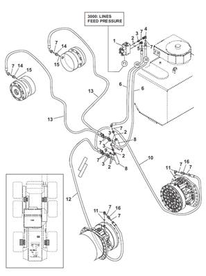 Service brakes, hydraulic lines 9992222