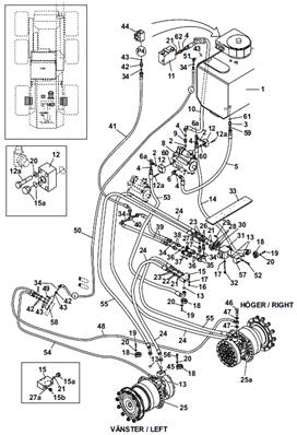 Rear drive motor, hydraulic lines 9992280S2