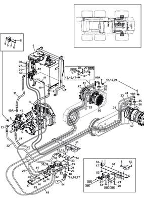 Rear drive motor, hydraulic lines 9992711S2