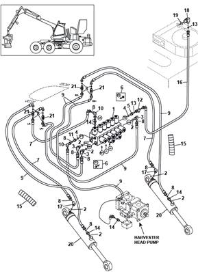 Rear drive motor, hydraulic lines 9992742