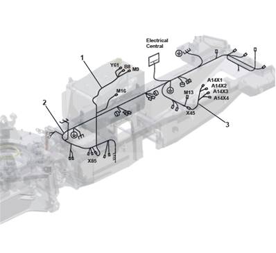 Rear frame harness, assembly 9991022