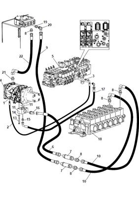 Crane pump, hydraulic lines 9991193
