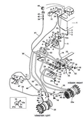Rear drive motor, hydraulic lines 9991460S2