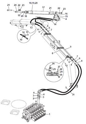 Crane telescope, hydraulic lines 9991853