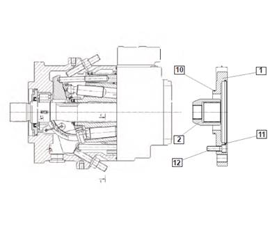 Harvesting head hydraulic pump, adapter plate 9992757