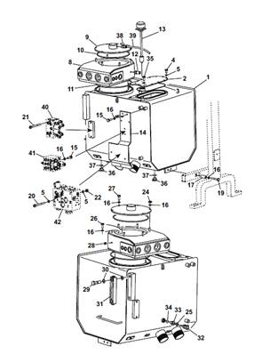 Hydraulic tank, assembly 99929178S2