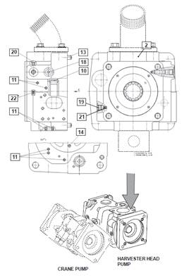 Harvesting head hydraulic pump, adapter plate 99929425