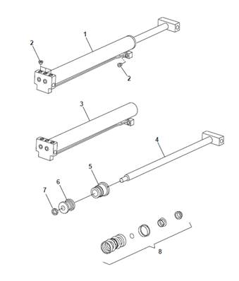 Grid hydraulic cylinder, assembly 9901625
