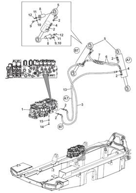 Articulation oscillation, hydraulic lines 9902587
