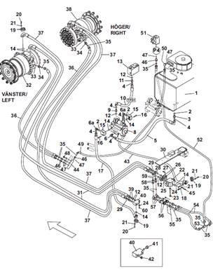 MSE08 forward drive motor, hydraulic lines 9991456S2
