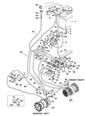 Rear drive motor, hydraulic lines 9992397S2