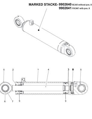 Rear pendulum arm, hydraulic cylinders 9992702