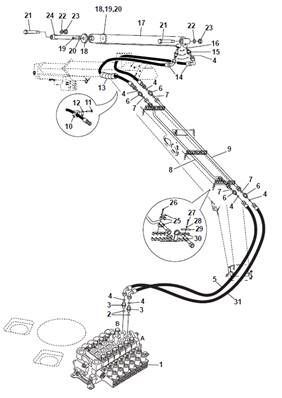Crane telescope, hydraulic lines 9992801